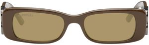 Balenciaga Lunettes de soleil rectangulaires Dynasty brunes
