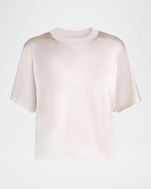 Shiny Rib-Trim Crewneck T-Shirt