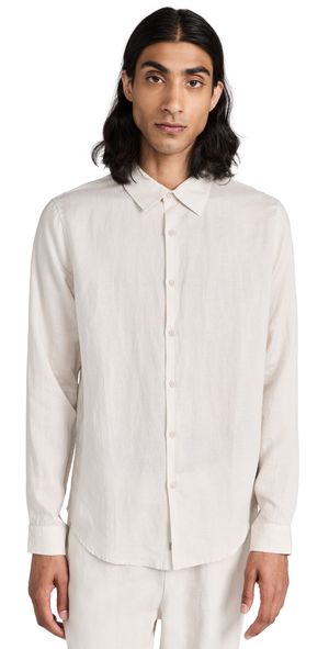 Onia Air Linen Long Sleeve Shirt Stone S