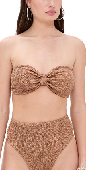 Hunza G Jean Bikini Top Metallic Cocoa One Size