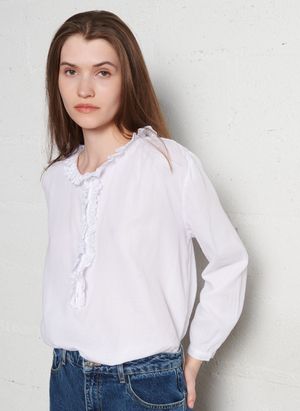 Bella Jones - Top droit manches 3/4 brodé - Taille 3 - Blanc