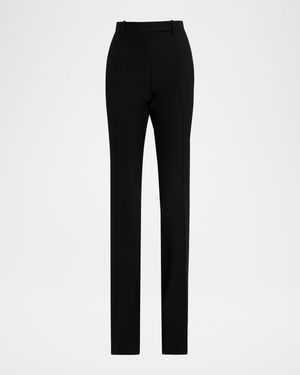 Sharp Grain De Poudre Straight-Leg Trousers