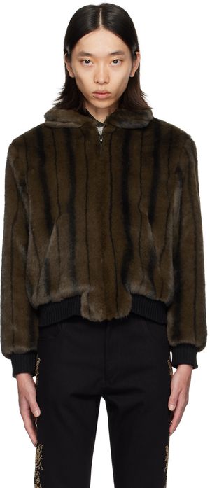 Ernest W. Baker Brown Harrington Faux-Fur Jacket