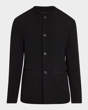 Men's Textured Band-Collar Blazer
