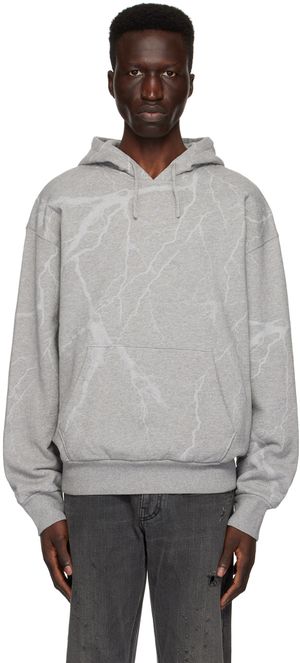Givenchy Pull à capuche gris à motif graphique