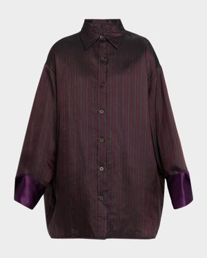 Cartan Striped Twill Oversized Button-Down Shirt