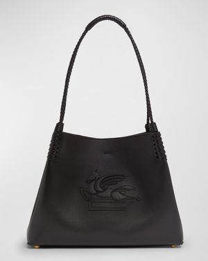 Libra Logo Leather Shoulder Bag