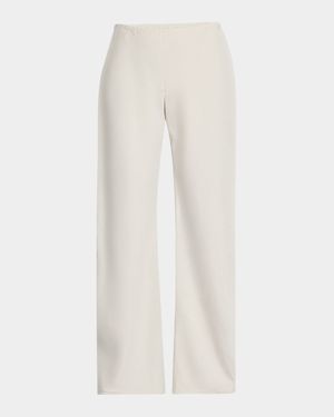 Gala Silk-Linen Straight-Leg Pants