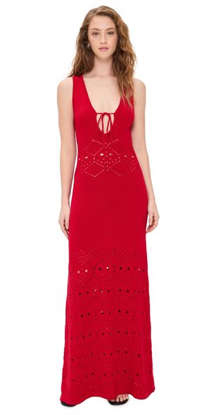 Seven Wonders Milah V-Neck Knit Maxi Dress Red XS