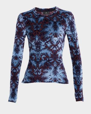 Panne Velvet Long-Sleeve Top