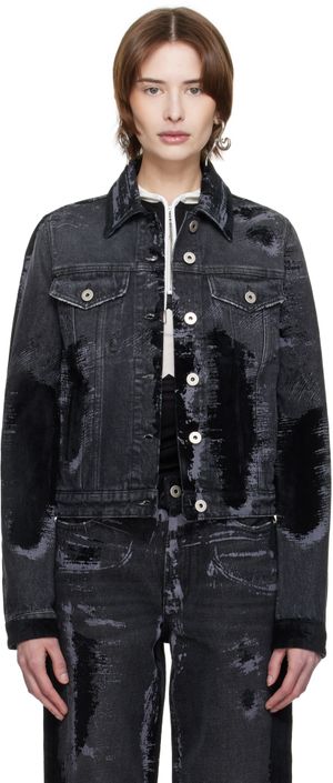 Jean Paul Gaultier Black 'The Flocked' Denim Jacket