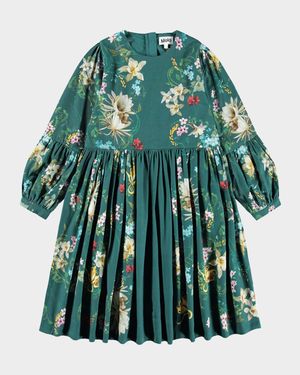 Girl's Cece Organic Cotton Paisley Flannel Dress, Size 7-12