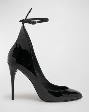 Patent Ankle-Strap Stiletto Pumps