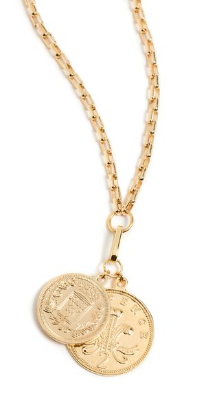 SHASHI Double Coin Necklace Gold One Size
