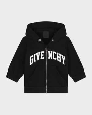 Boy's Curved Logo-Print Hoodie, Size 12M-3