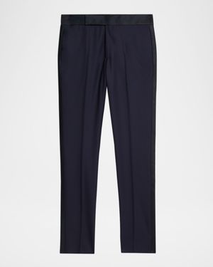 Men's Wool Satin-Trim Formal Pants