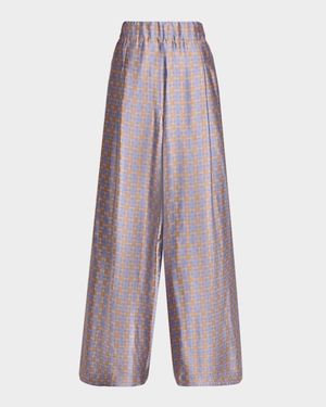 Pila Check Wide-Leg Pants