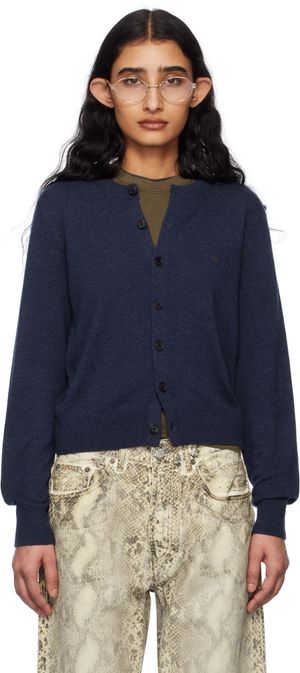 Acne Studios Navy Yak Wool Fitted Cardigan