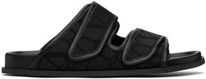 Valentino Garavani Black Toile Iconographe Sandals
