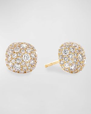 18k Yellow Gold Diamond Small Cushion Stud Earrings