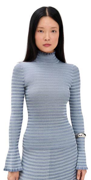 Proenza Schouler White Label Phyllis Turtleneck In Geo Knits Slate XL