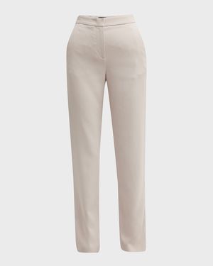 Viscose Cady Straight-Leg Trousers