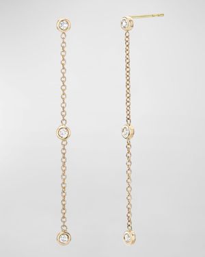 Triple Bezel Diamond Drop Earrings