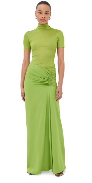 Christopher Esber Fusion Ruched Tee Gown Fresh Lime 8