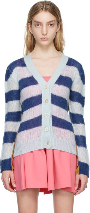 Marni Blue & Tan Paneled Cardigan