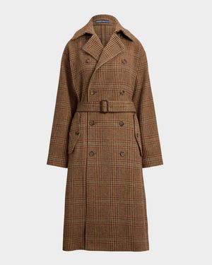 Glen Plaid Wool Trench Coat