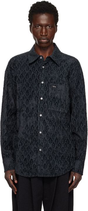 WOOYOUNGMI Navy Peacock Pattern Shirt