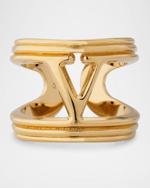 Metal V-Logo Ovalette Ring