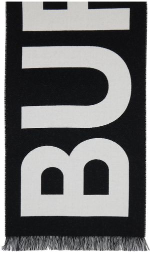 Burberry Black Logo Wool Scarf