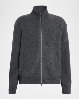 Men's Wool Fleece Full-Zip Bomber Jacket