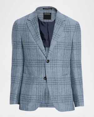 Men's Maxi-Plaid Woven Patch-Pocket Sport Coat