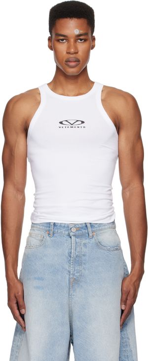 VETEMENTS White Oval Logo Tank Top