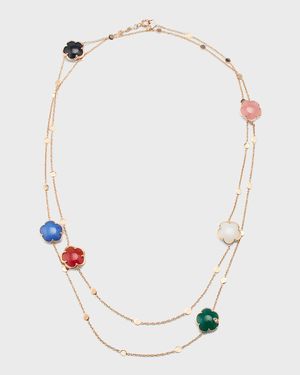 Joli 18K Rose Gold Flower Station Sautoir Necklace