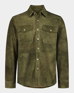 Men's Manzo Suede Flap-Pocket Field Jacket