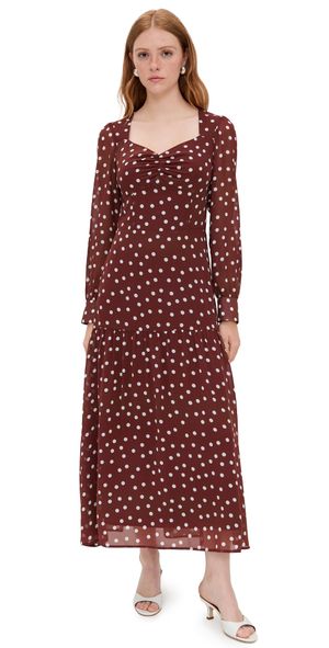 o. p.t Selma Polka Dot Maxi Dress Brown Polka Dot XL