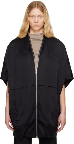 Rick Owens Black Hollywood Girdered Bubble Bomber Jacket