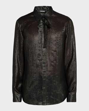 Men's Sparkling Tie-Neck Shirt