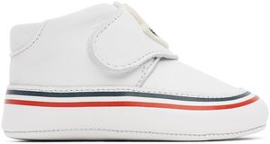 Moncler Enfant Baby White Leather Pre-Walkers