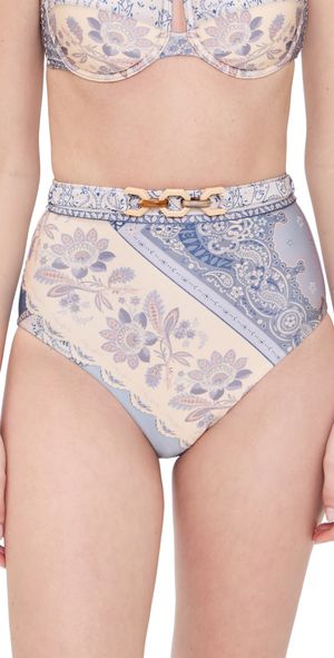 Zimmermann Lucky High Waist Bikini Bottoms Blue Bandana 3