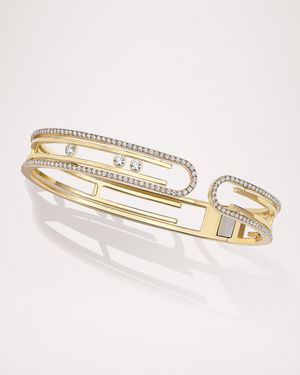 MOVE UNO 18K YELLOW GOLD PAVE DIAMOND BANGLE BRACELET
