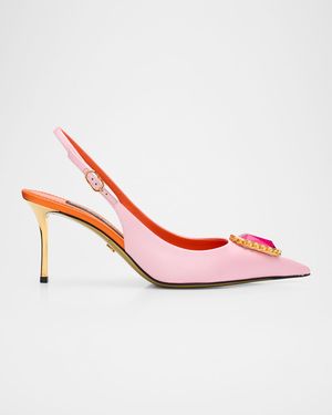 75mm Crystal Satin Slingback Pumps