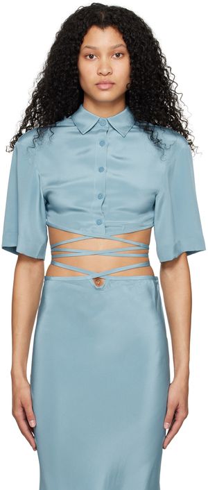 Christopher Esber Chemise écourtée bleue à sangles