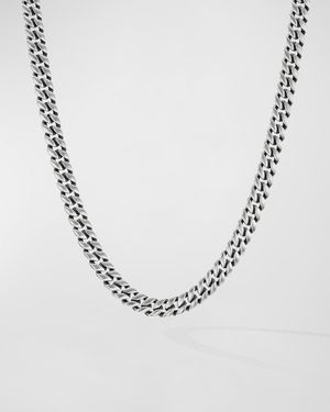 8mm Men's Curb Chain Necklace in Silver