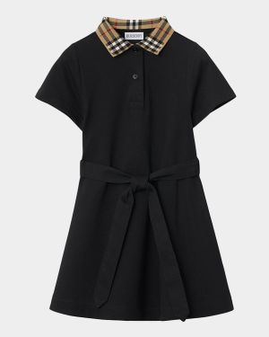 Girl's Astrid Check Polo Shirtdress, Size 3-14