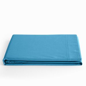Coton Pur - Drap plat prémium pour lit 1 place 2 places - Taille 240x300 cm - Bleu