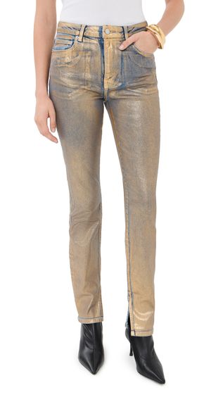 SIMKHAI Rae Ankle Skinny Jeans Matte Gold 24